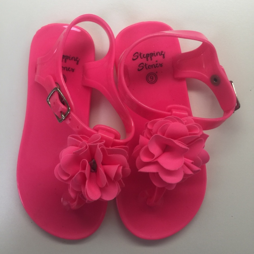 Stepping Stones pink flower girls sandals size 9